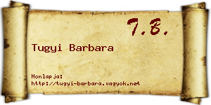 Tugyi Barbara névjegykártya
